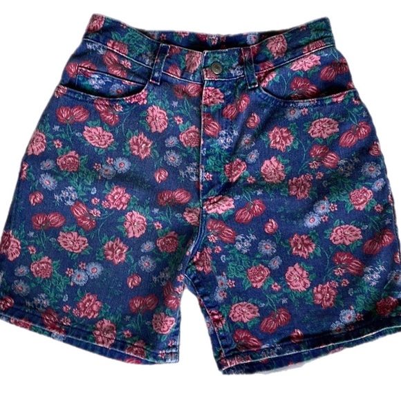 VTG 90s 'LEE' BLUE HIGH-WAIST DENIM CHECK GINGHAM SUMMER MOM SHORTS SMALL 10